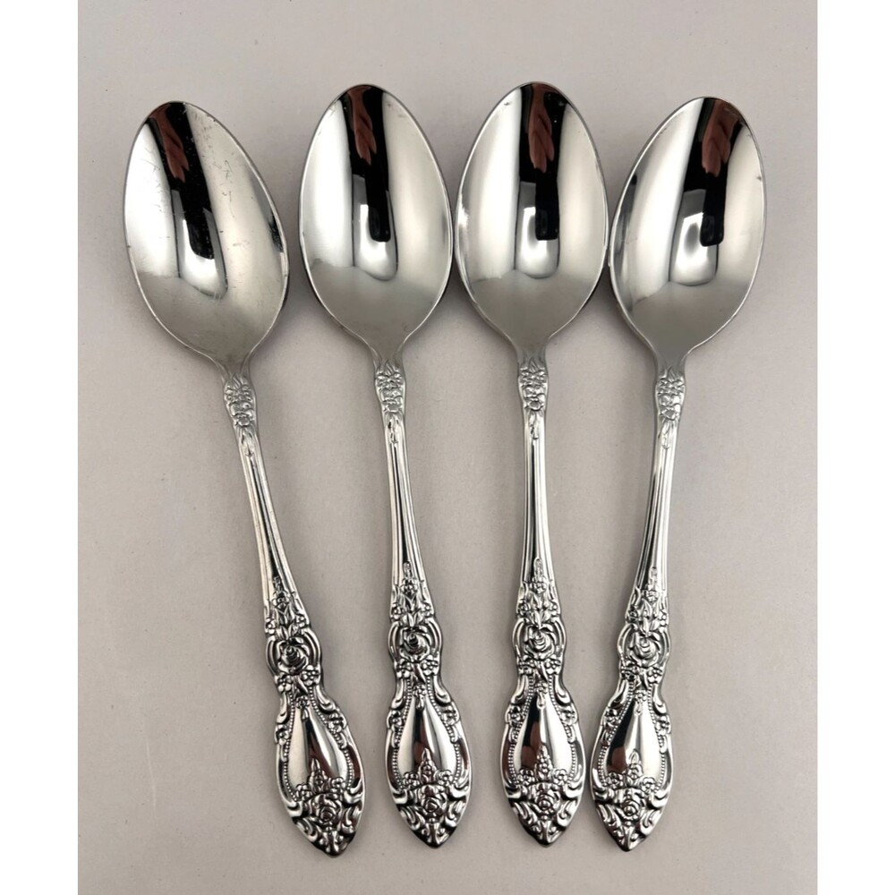 Oneida WORDSWORTH 4pc Teaspoon Set 18/0 Stainless Flatware Silverware Floral